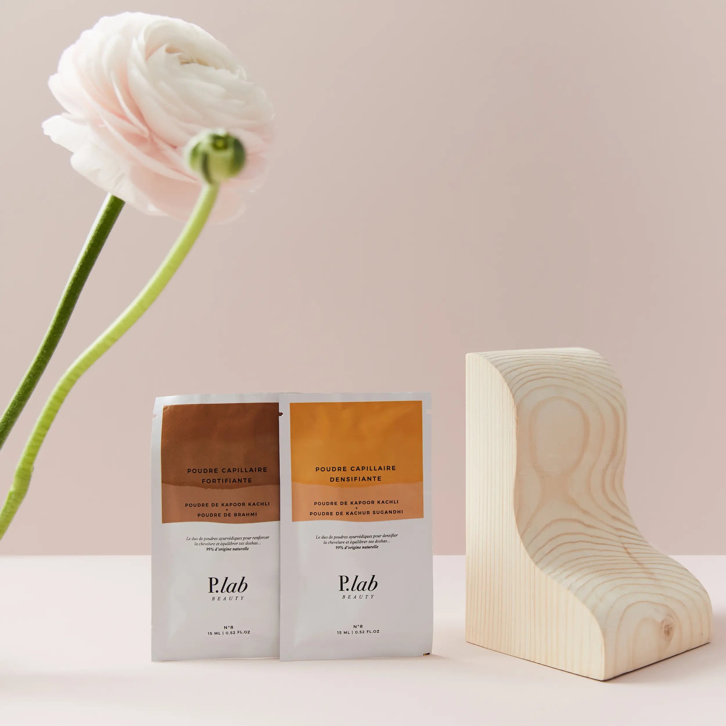 sachets poudres capillaires fond rose et fleur