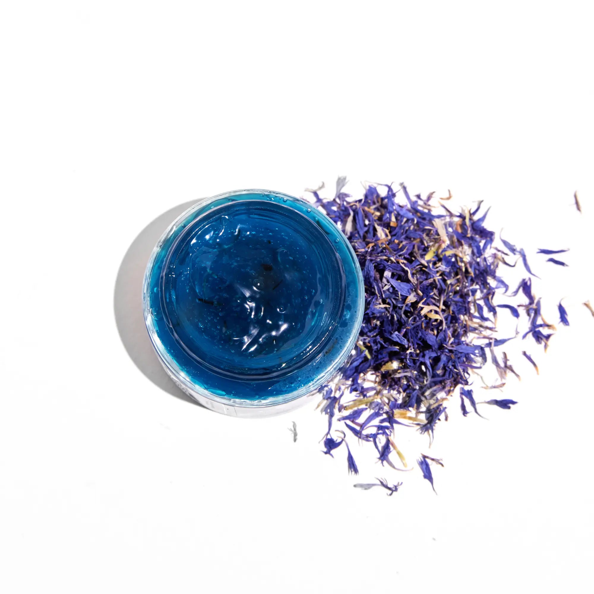 masque bleu et fleurs bleues fond blanc