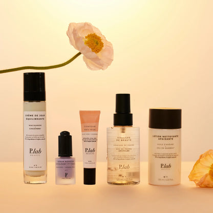 routine soins matin fond orange et fleur